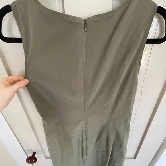 Sage Olive Green Sleeveless Sheath Midi Dress for Office Work Business Casual - Picture 9 of 9